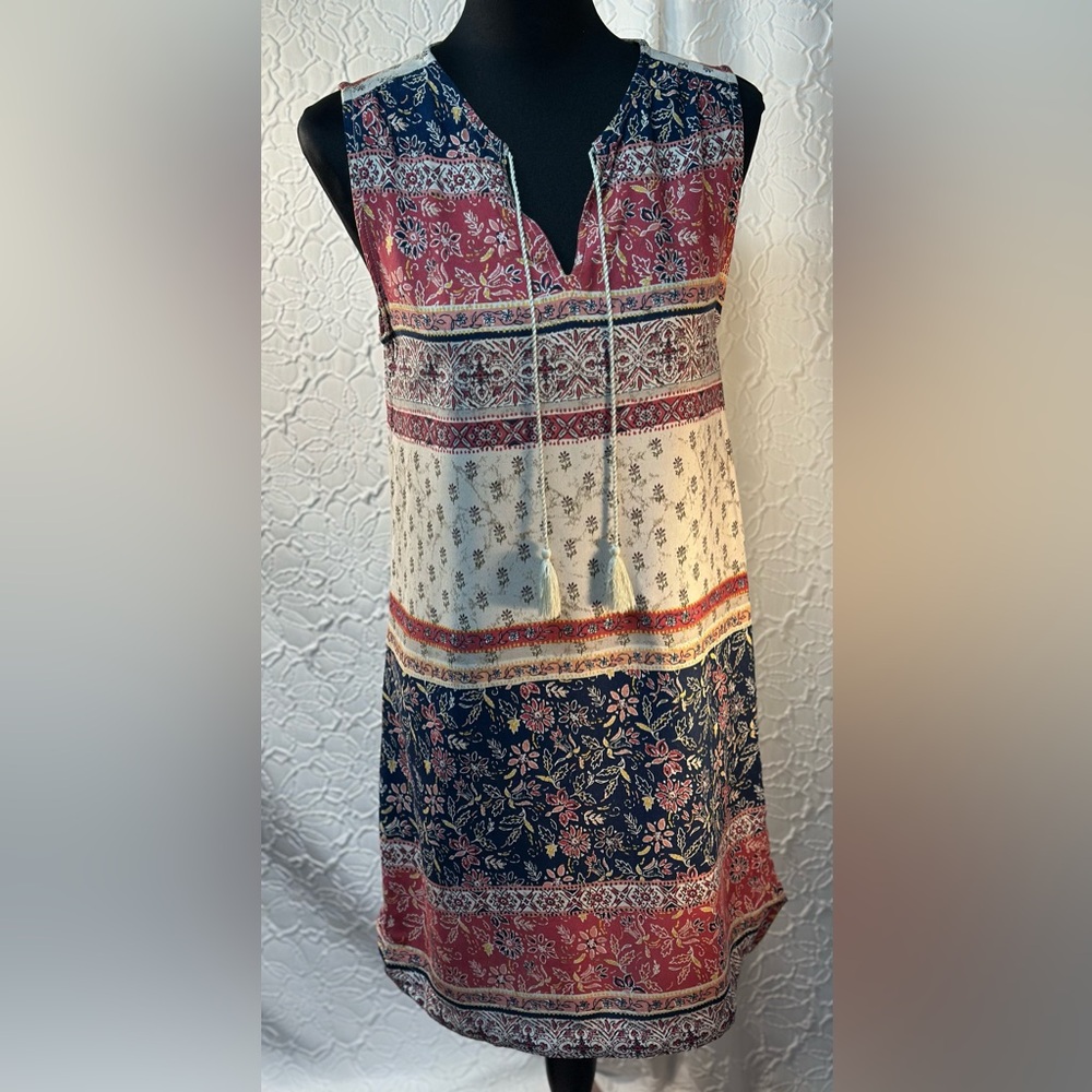 BLL- Womens Bohemian Sleeveless Dress with Tassels (S/P)